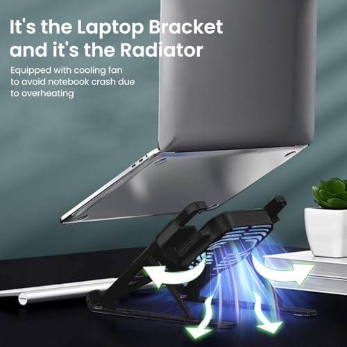 ZORBES® Laptop Stand 3 in 1 Laptop Riser with Cooling Fan & Phone Holder Adjustable Height and Angle Design 11-17'' Stand Anti-Slip Riser Folding,Black ZORBES® Laptop Stand 3 in 1 Laptop Riser with Cooling Fan & Phone Holder Adjustable Height and Angle Design 11-17'' Stand Anti-Slip Riser Folding,Black